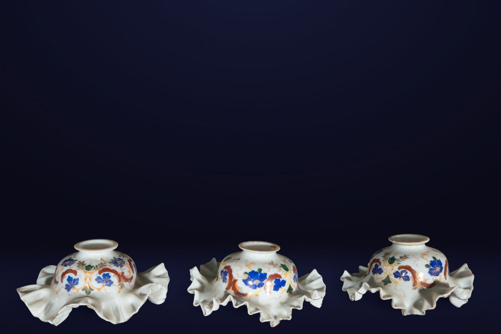 Three painted opaline tulips (19th century): Opaline glass, Measurements 41x22x22 cm