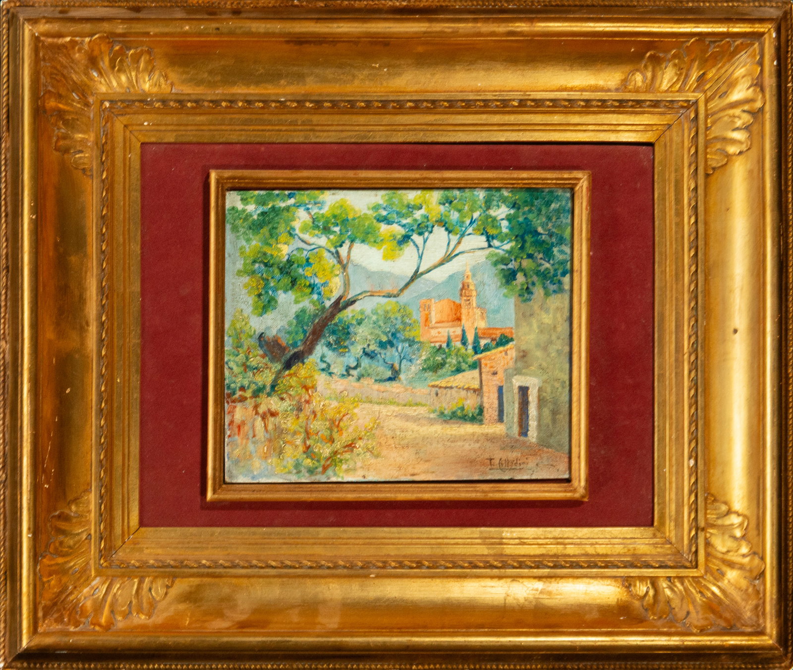 Landscape, signed Cittadini, oil on panel, 19th-20th century: Oil on cardboard. Measurements: 27 cm x 22 cm and 64 cm x 51 cm