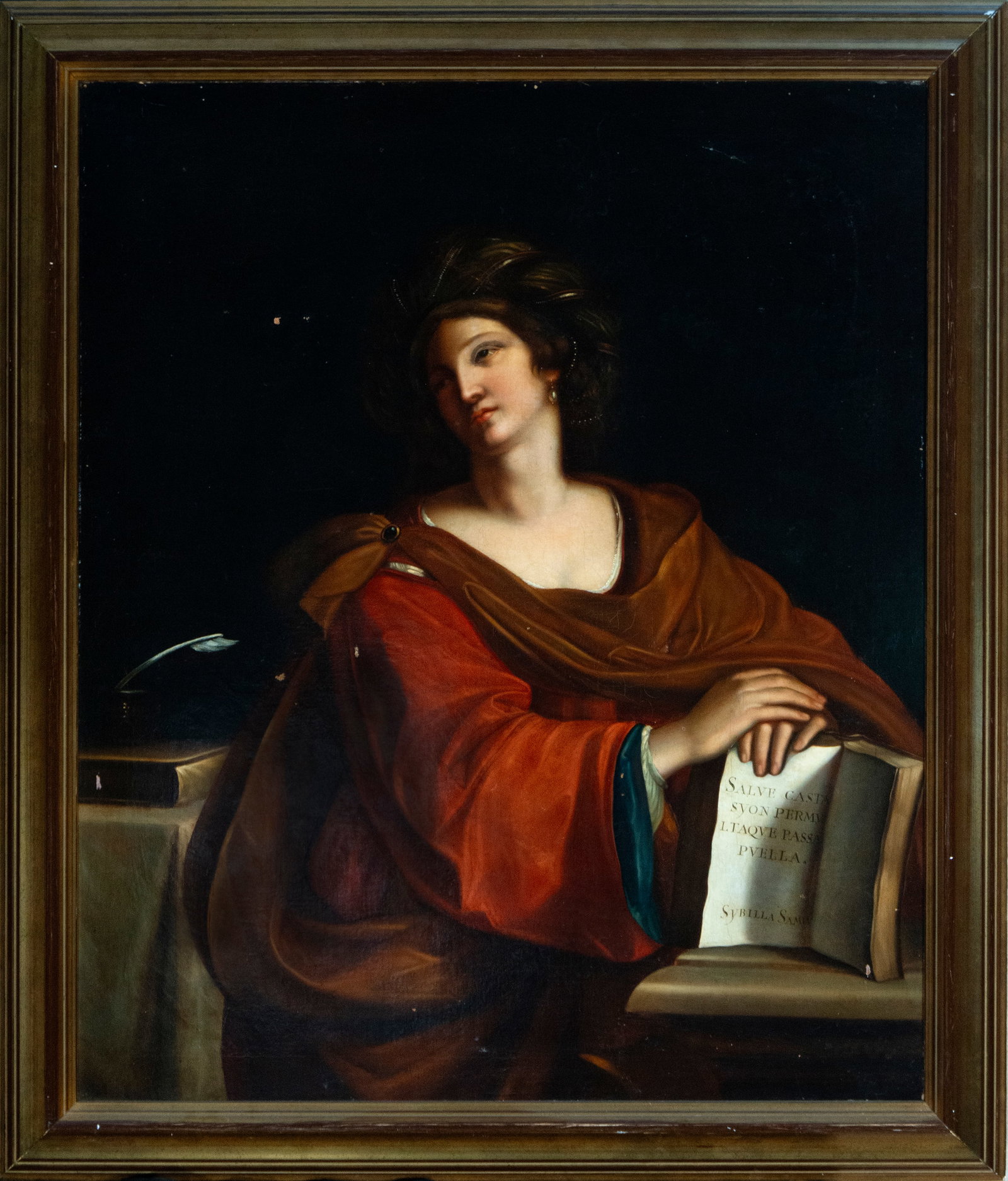 Sibyl Cumia, Italian School of Guercino, Giovanni Francesco Barbieri (Cento, 1591-Bologna, 1666).: Oil on canvas: 120 x 100 cm and framed dimensions: 140 x 120 cm