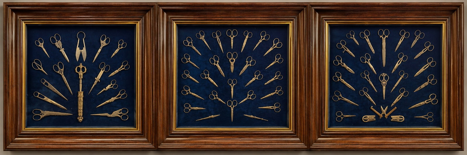 Three collections of framed antique scissors, 19th - 20th century (1 of 2)
