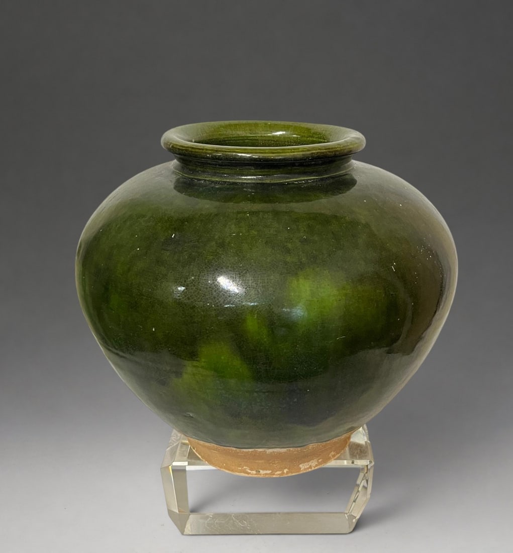 Green glazed globular jug, Tang Chinese school, 7th-9th century (1 of 5)