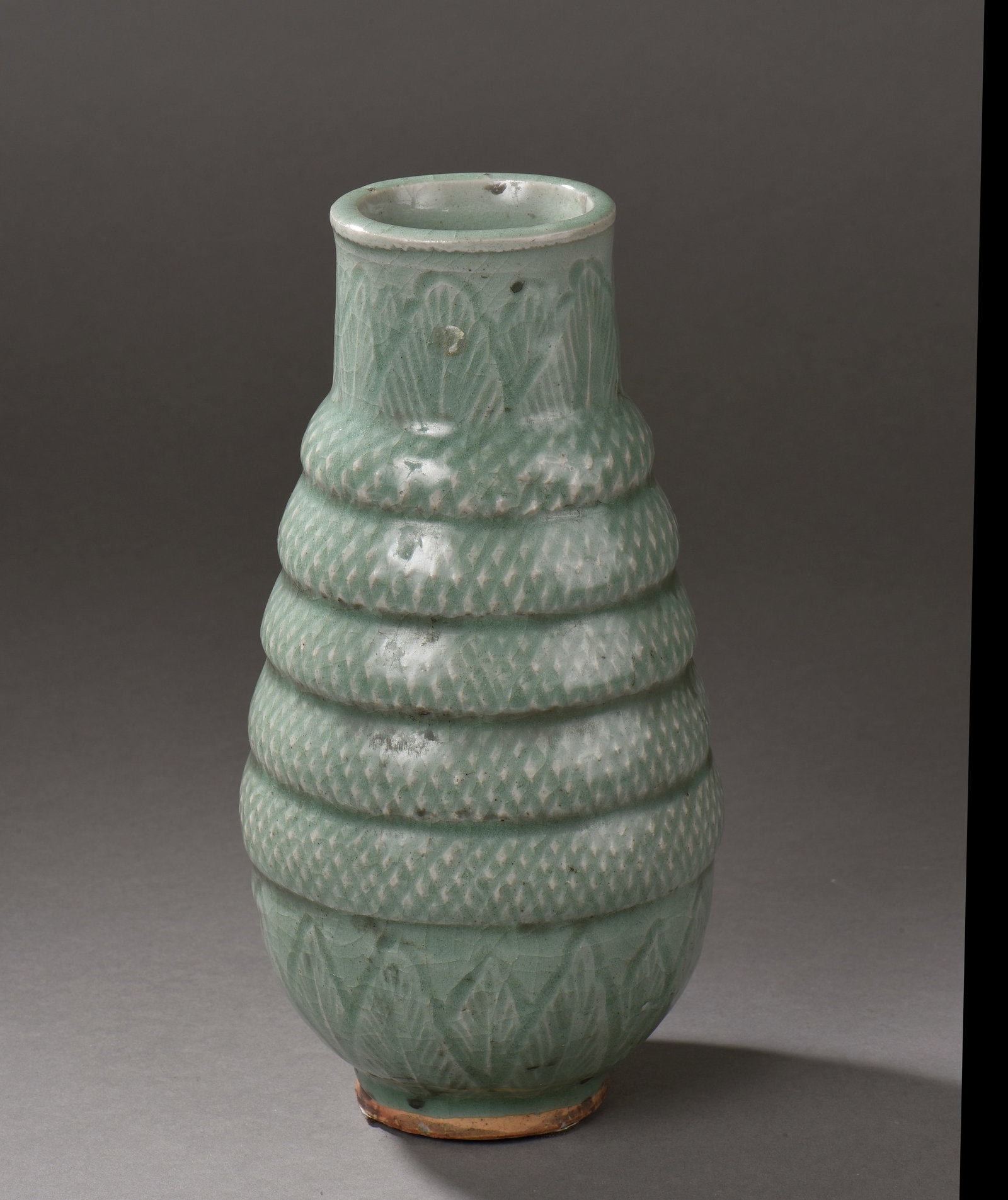 Chinese Song transition Yuan celadon stoneware vase, 13th-14th century (1 of 1)