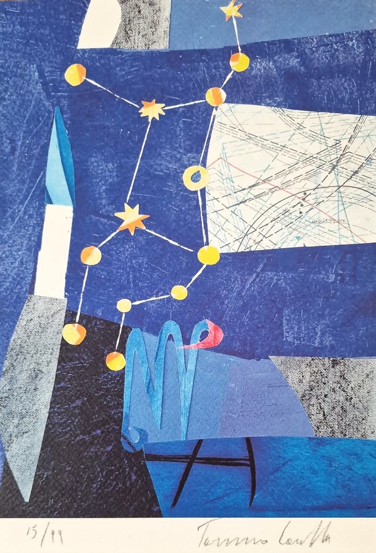 TOMMASO CASCELLA (Rome, 1951) - The zodiac: Virgo (2020): Color lithograph on paper. Dimensions: 32 x 22 cm. A delicate abstract composition from the series "The Zodiac," in which Tommaso Cascella interprets the sign of Virgo through a refined visual languag