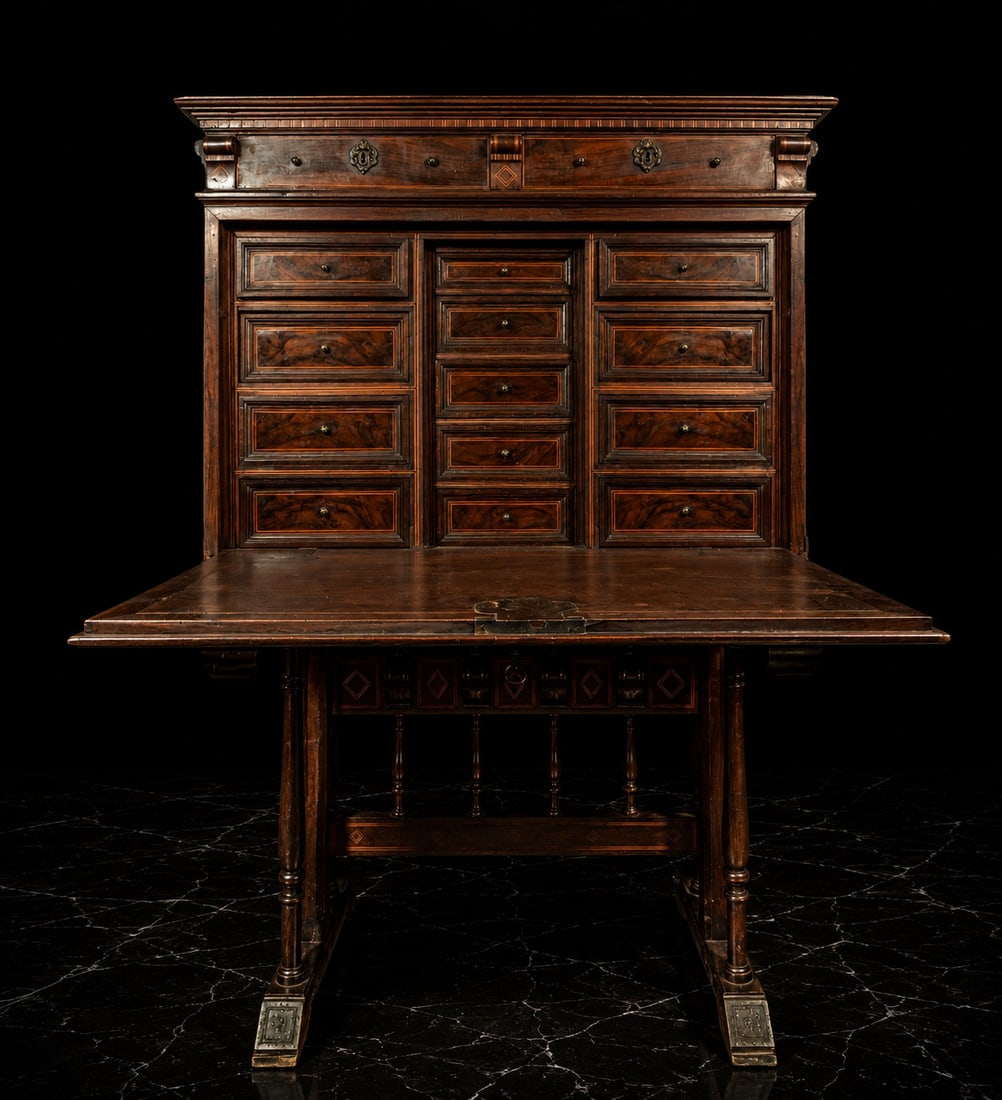 Large Italian Bargueño in mahogany palm, 18th century (1 of 12)