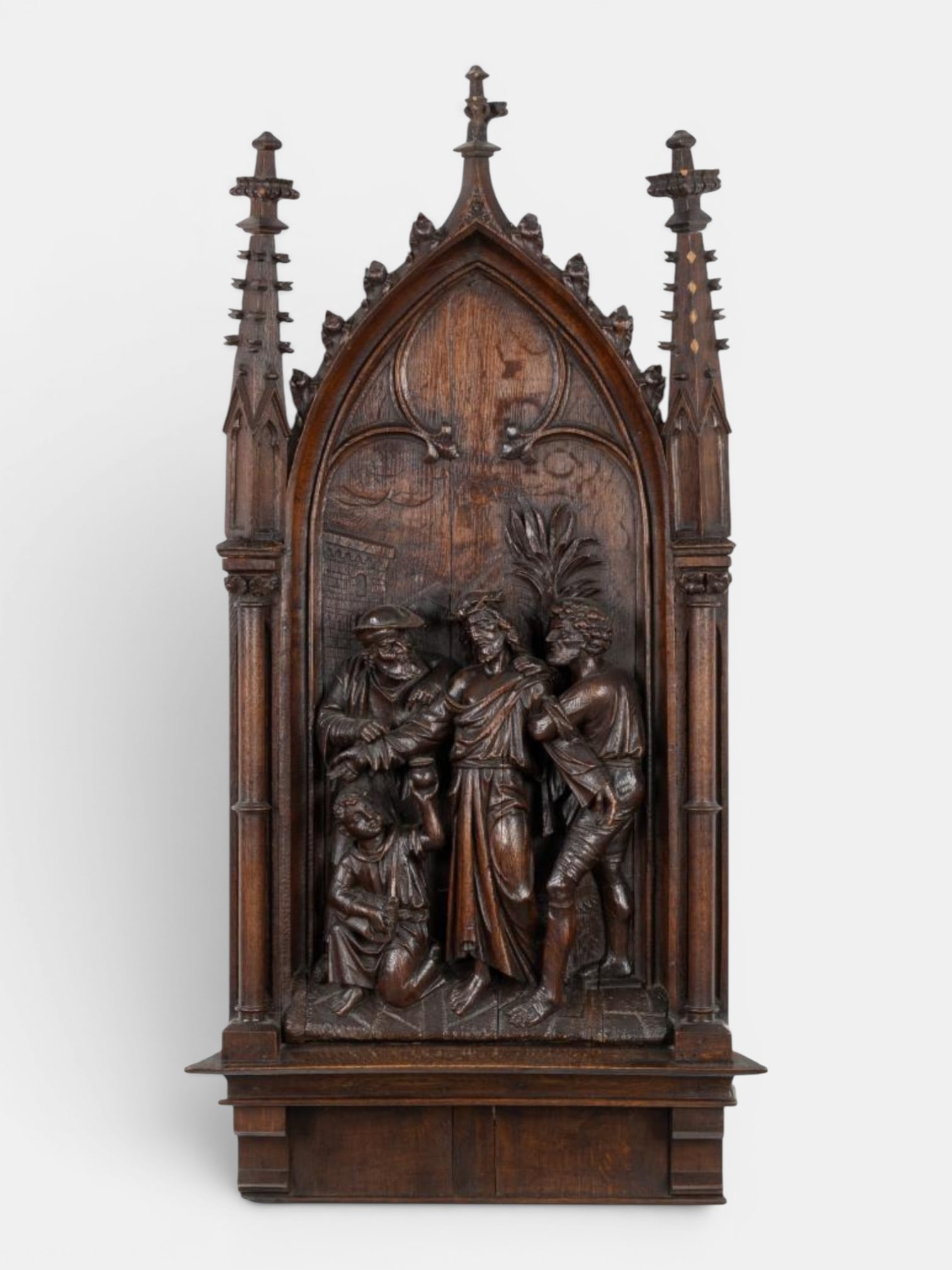 Monumental French Neo-Gothic Arrest of Christ in oak, 19th century (1 of 3)