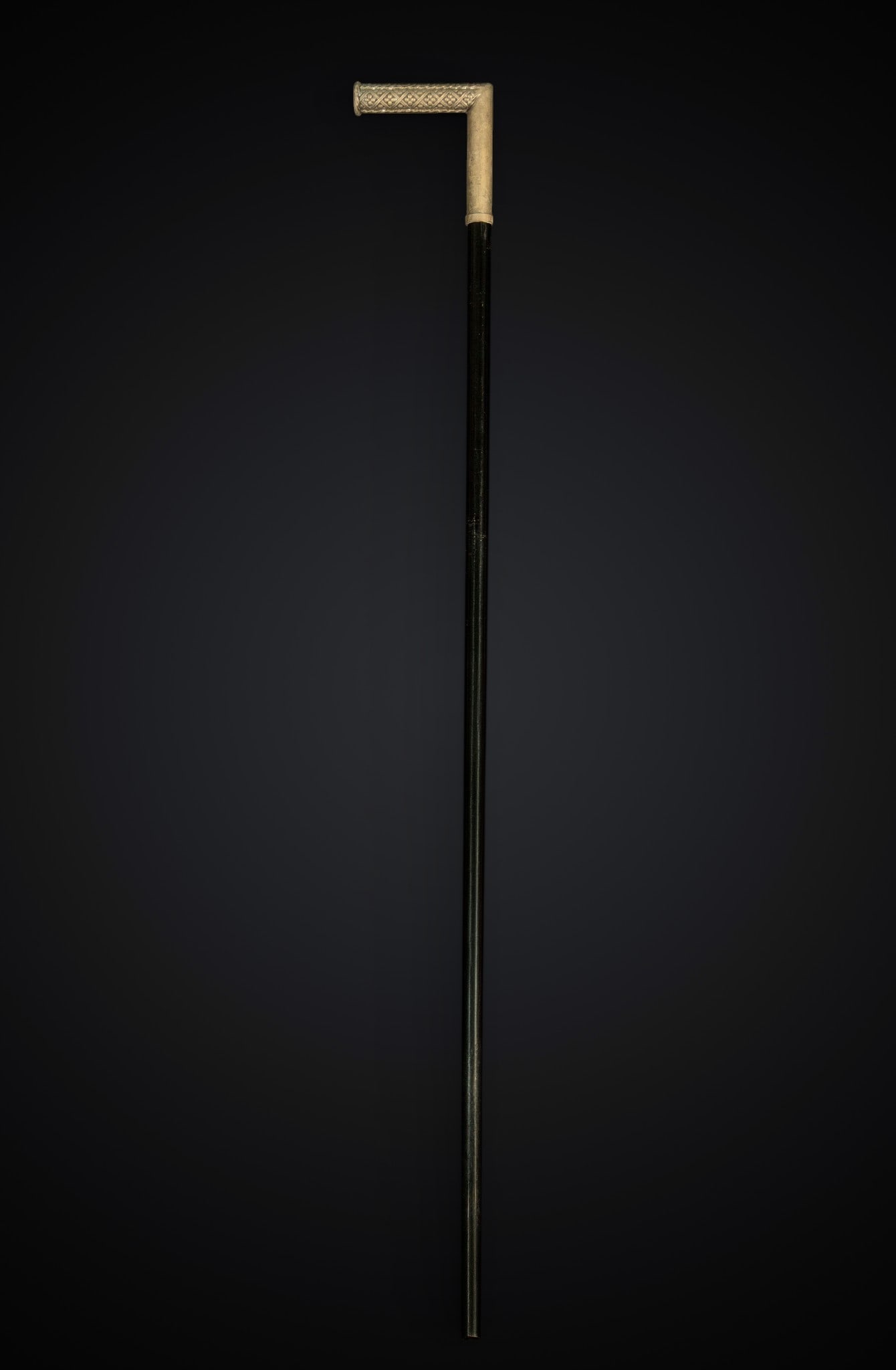 Early 20th century metal walking stick: Metal and wood
