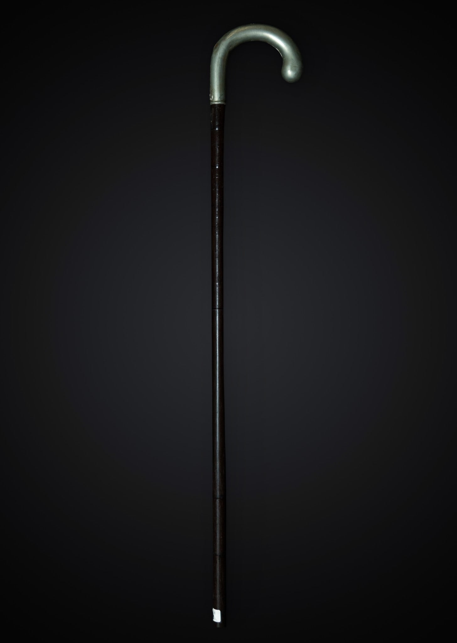 Walking stick in bamboo and silver-plated metal: Bamboo and metal