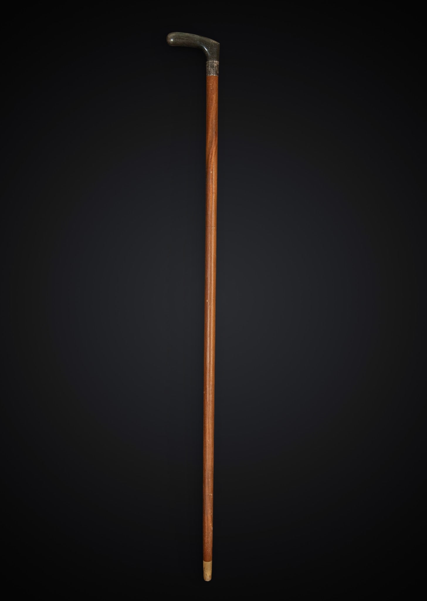 Walking stick with horn and silver handle: Wooden body