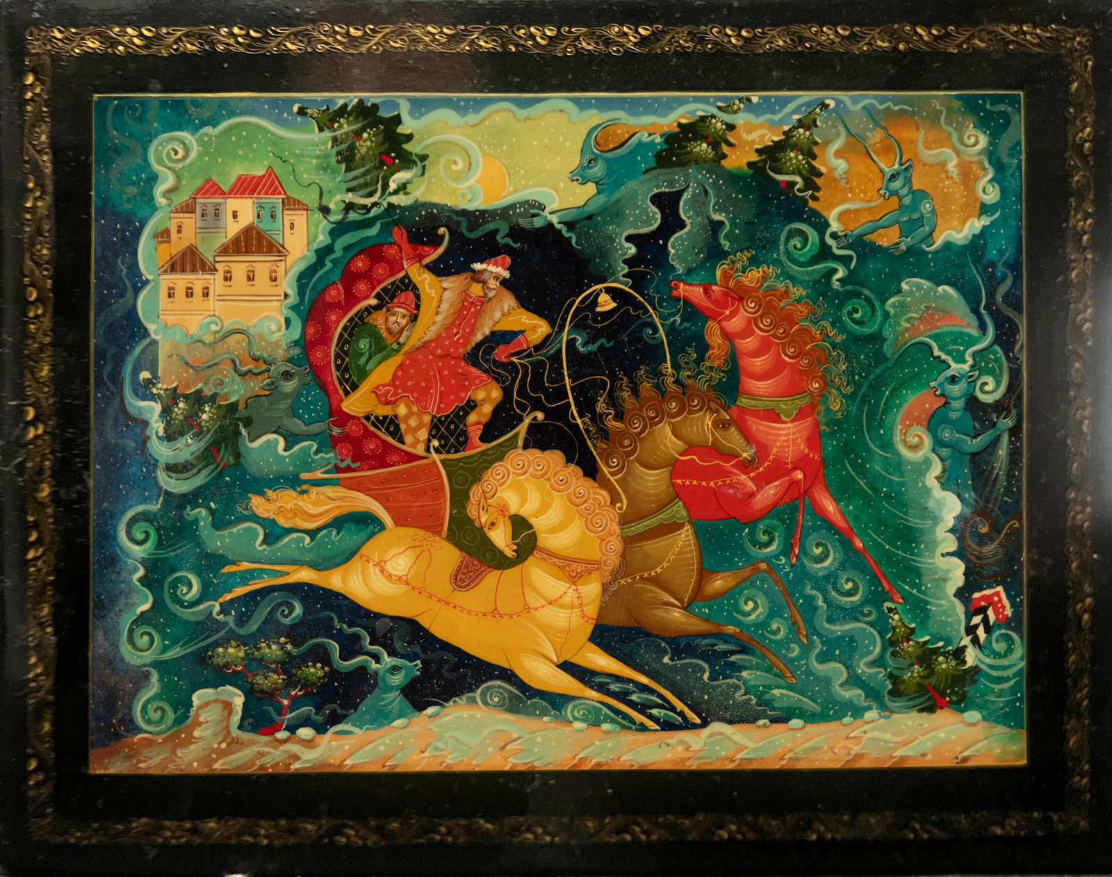 Large Russian hand-enameled jewelry box, 20th century: Dimensions: 24 x 19 x 4.5 cm