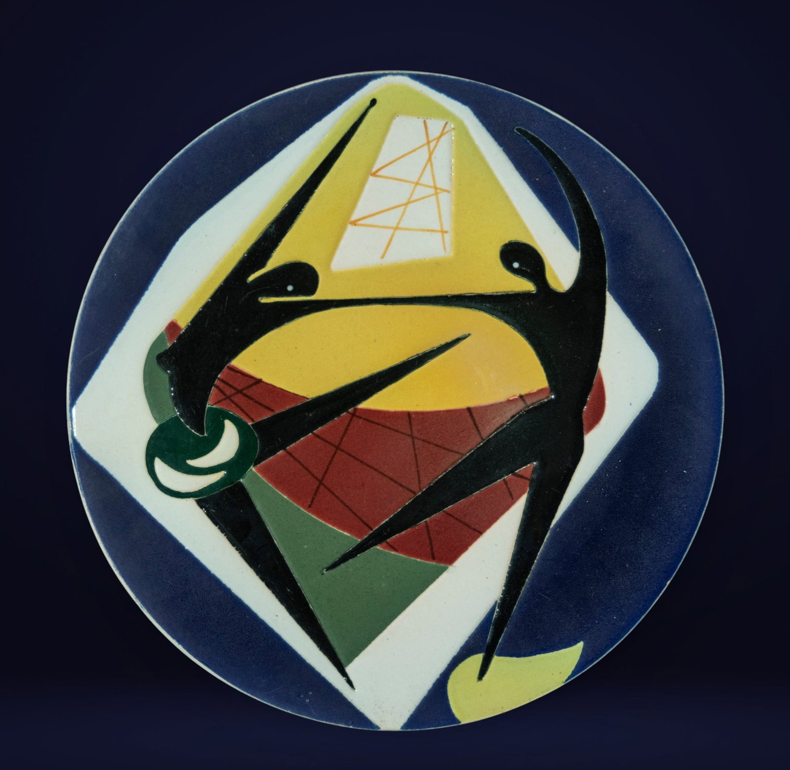 Art Deco plate, 20th century: 36 x 36 cm