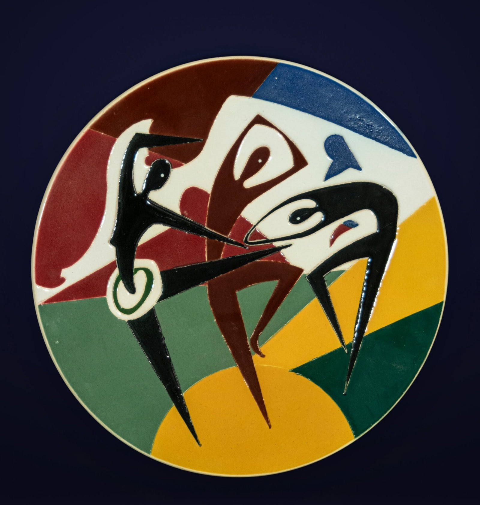 Art Deco plate, 20th century: 36 x 36 cm