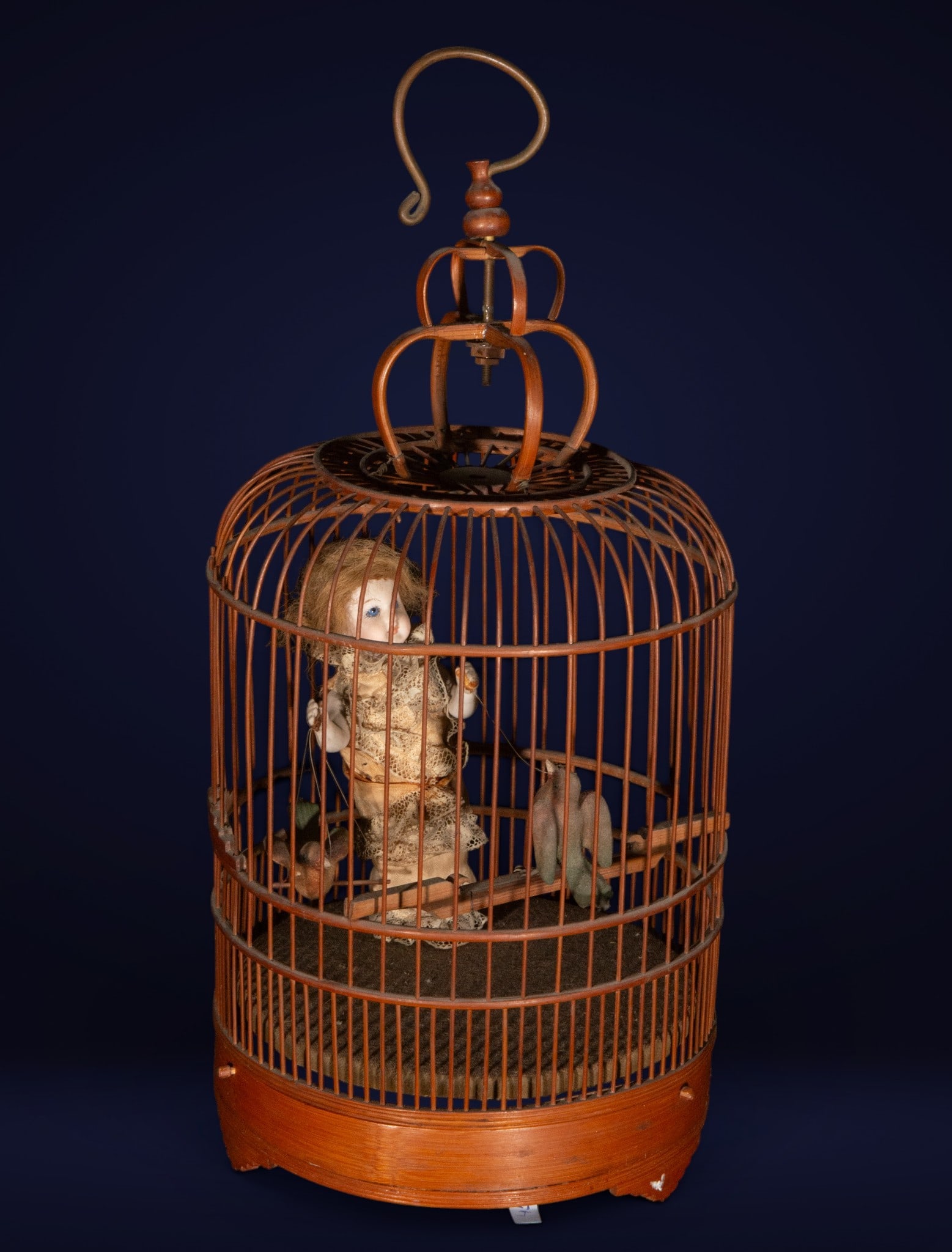 Automaton of a girl with a caged bird, European School, 19th Century (1 of 2)