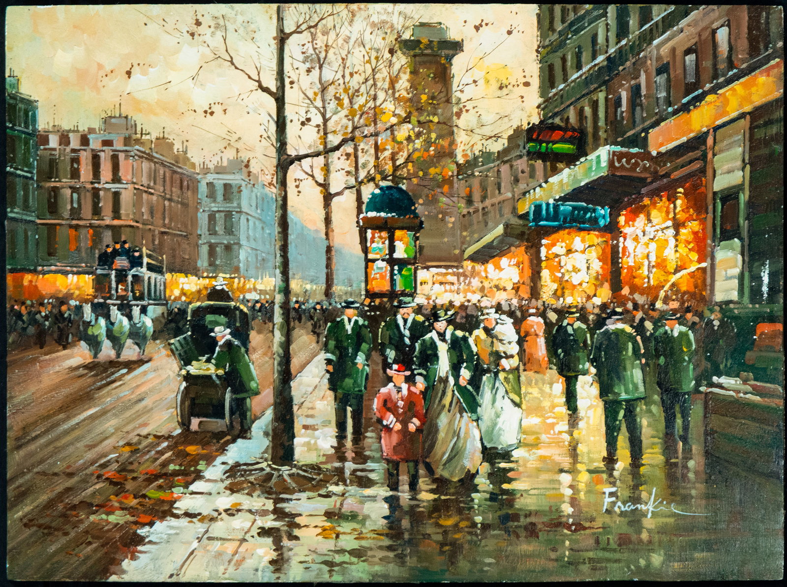 Parisian Boulevard - 20th Century European School - signed Frankie: Measurements: 41 cm x 31 cm.