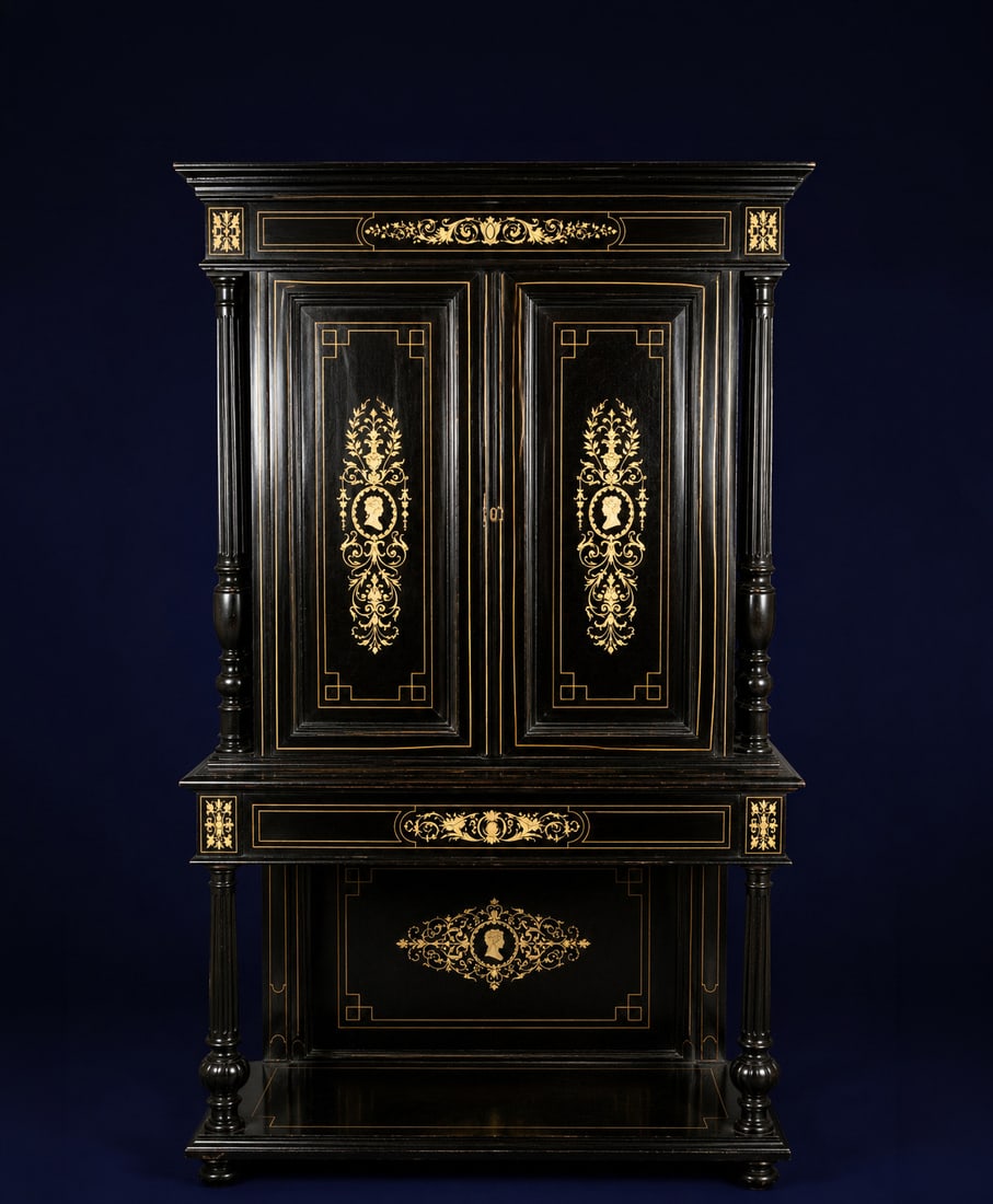 Elegant ebonized Napoleon III wardrobe, 19th century (1 of 4)