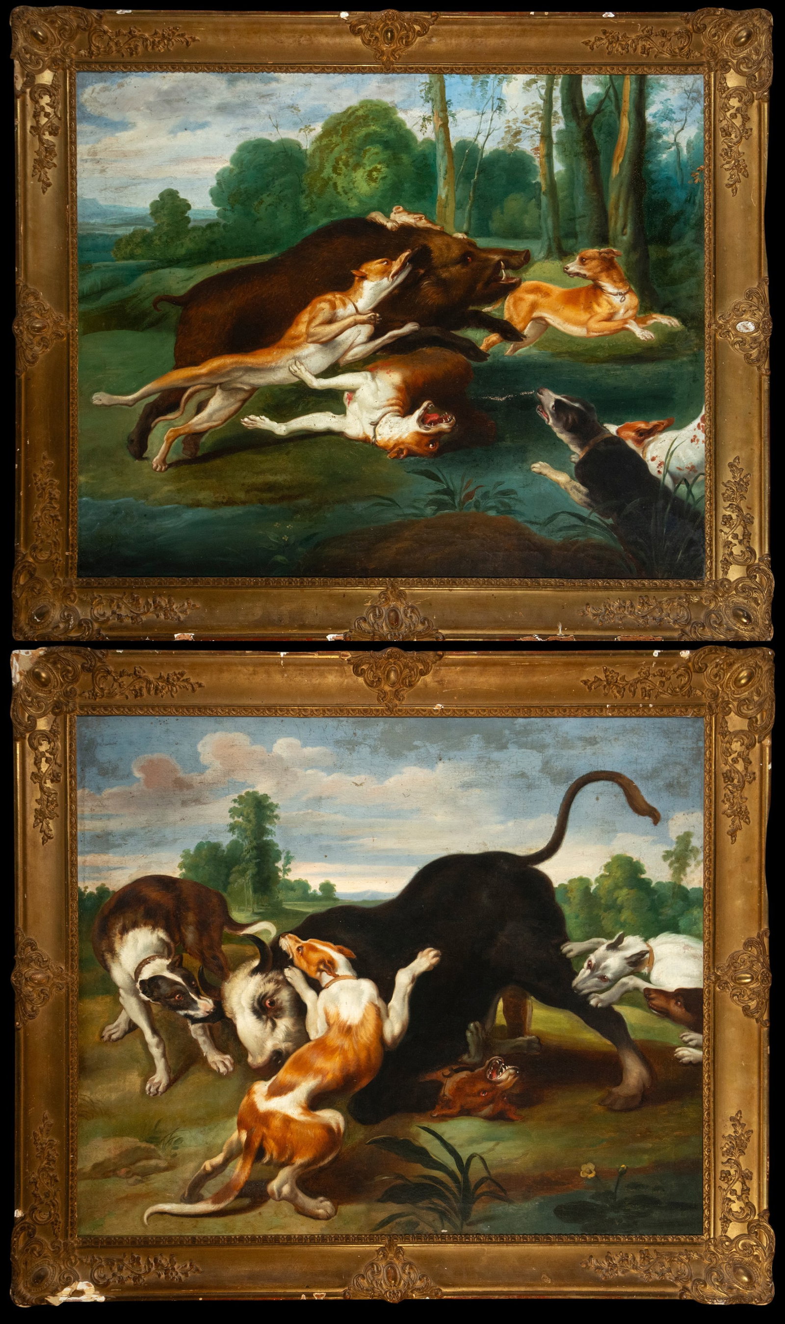 Pair of hunting scenes, French School - 19th Century (1 of 11)