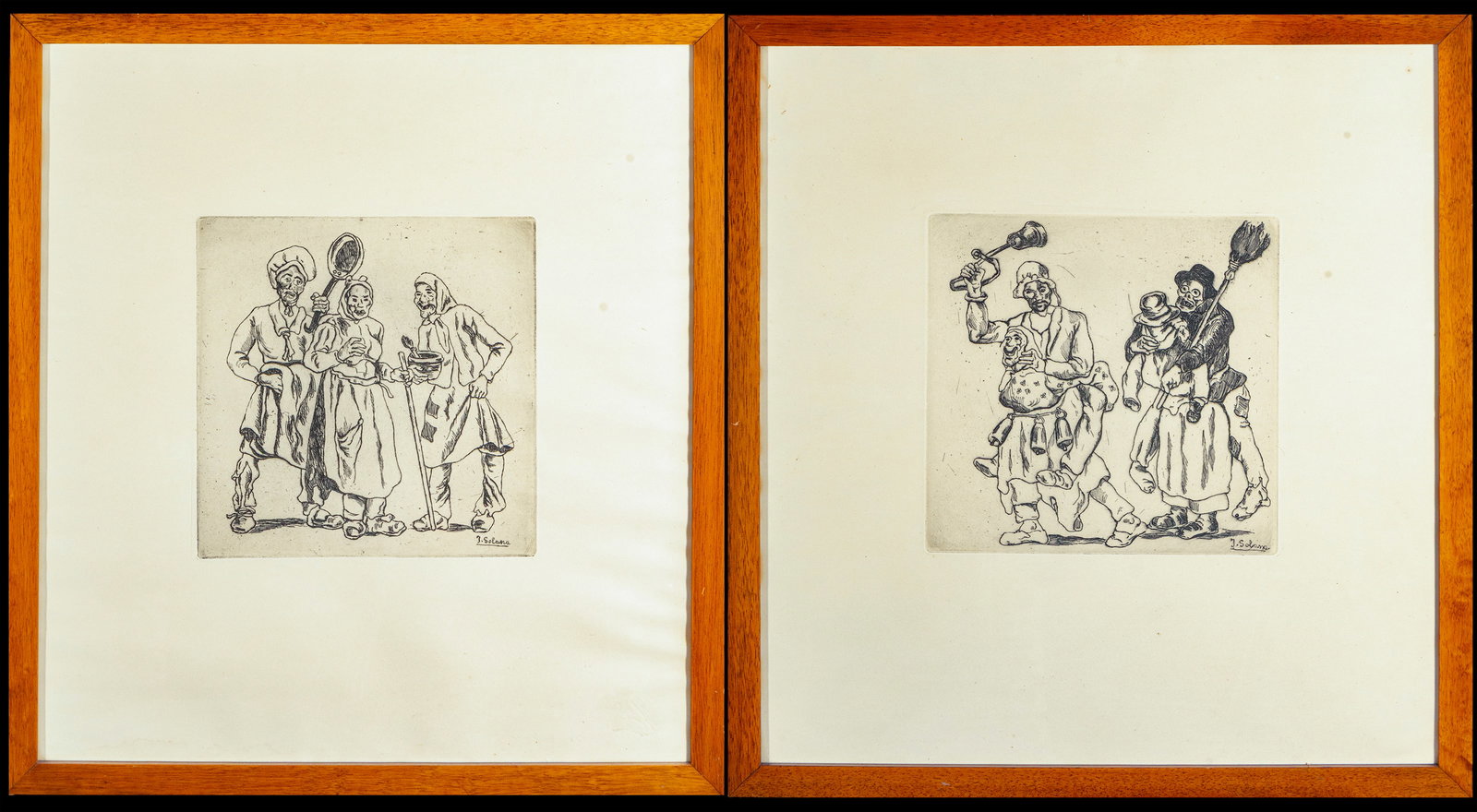 The Masks of Life, Signed J. Solana, Spanish School, 20th Century (1 of 9)