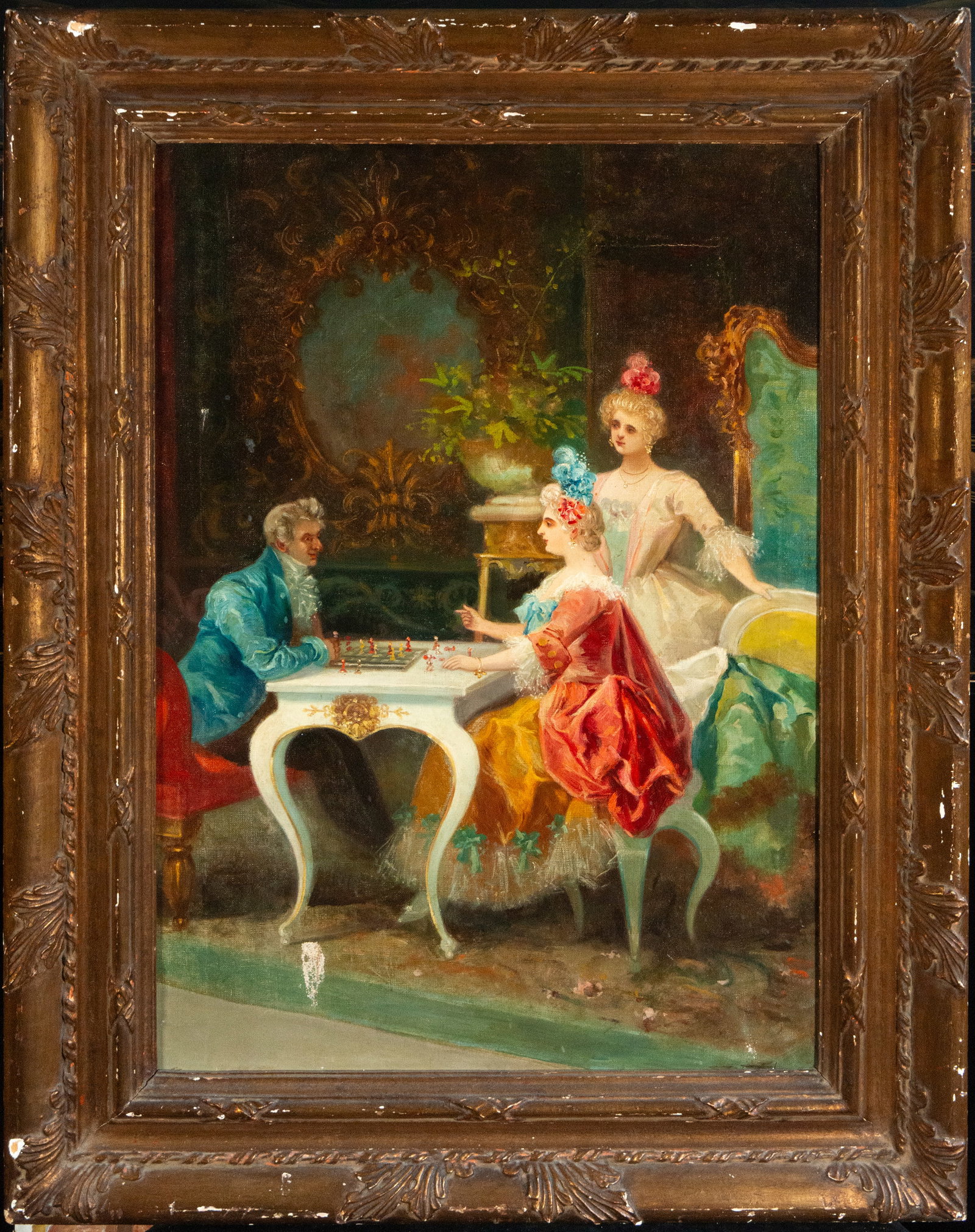 Gallant scene in an aristocratic interior, Italian School, 19th century (1 of 4)
