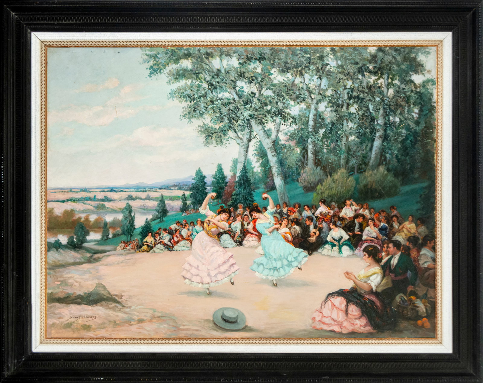 Flamenco party in the countryside. Signed Navas Linares, Spanish School, 20th Century (1 of 6)