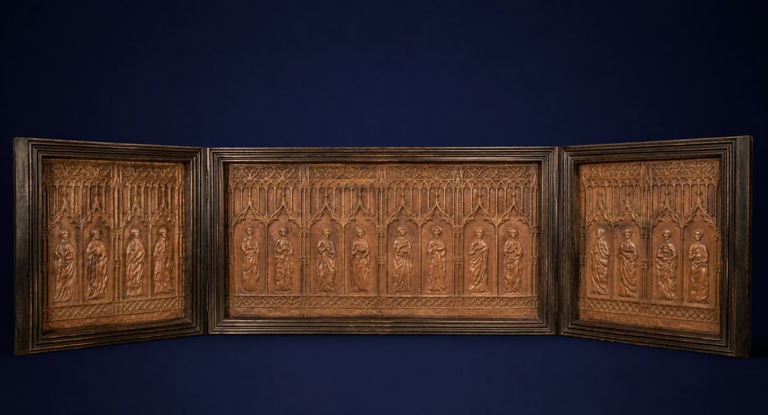 Large Neo-Gothic Triptych, French School, early 19th Century (1 of 6)