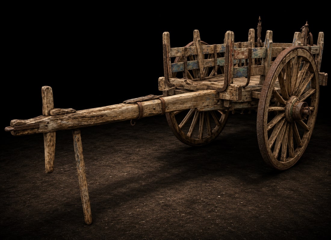 Rural agricultural transport cart, Spanish Popular School, 19th Century (1 of 4)