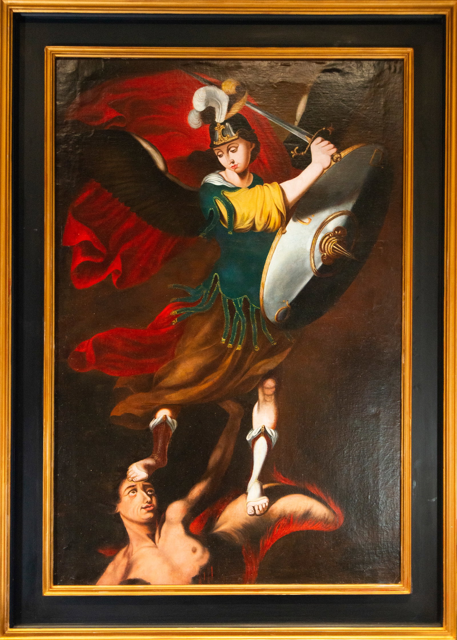 Archangel vanquished by the devil. Mexican Viceroyalty School. 18th Century. (1 of 5)