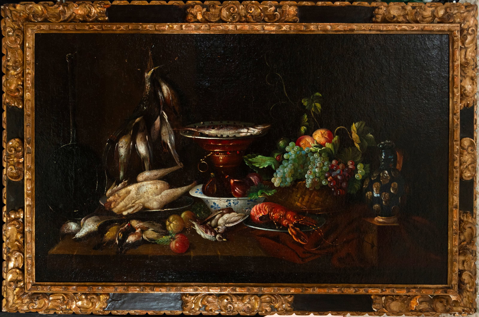 18th Century Dutch School - Still Life of Game and Fruit: Measures 155 × 94 and 180 × 116. Oil on canvas.