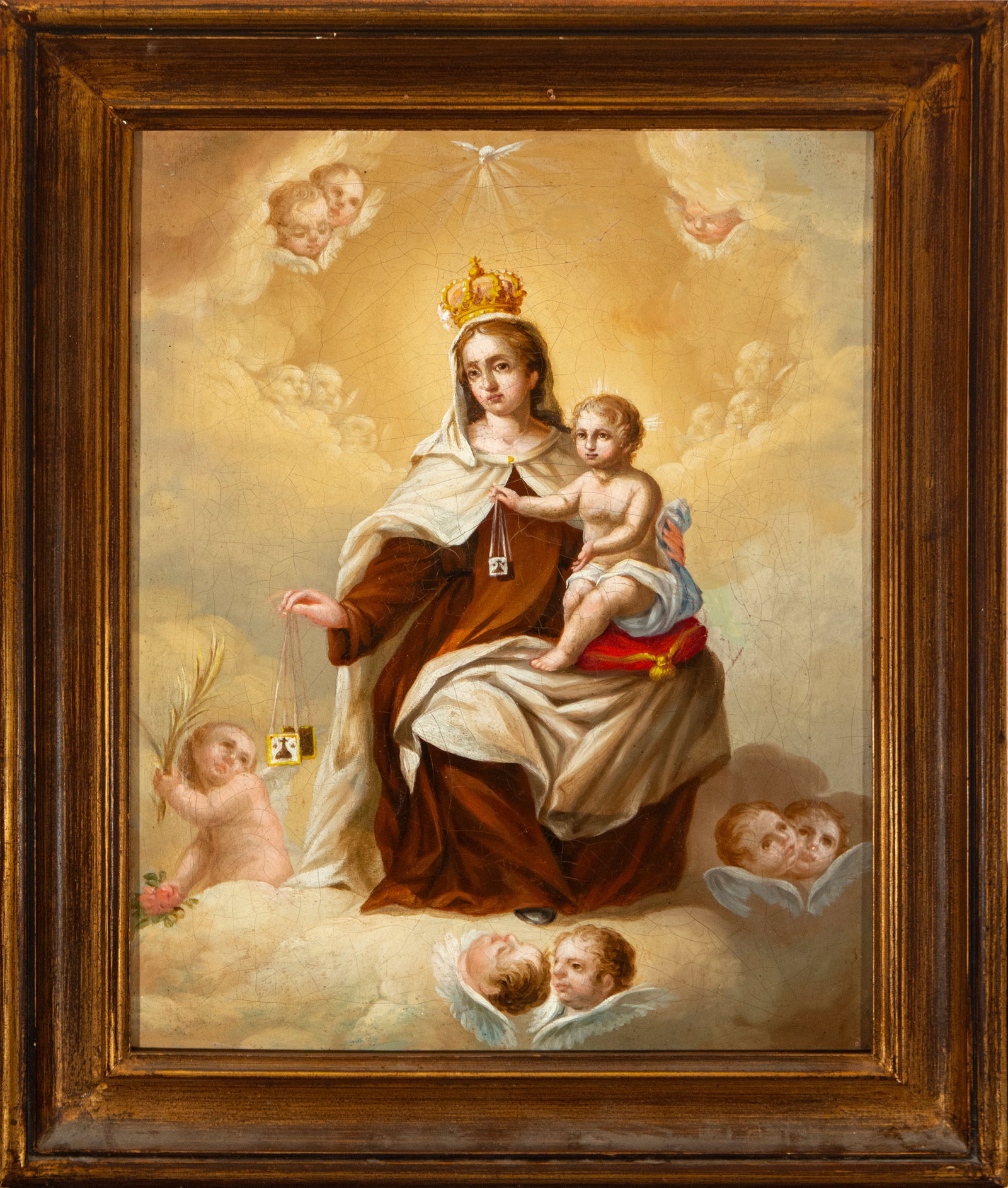 Colonial school, Our Lady of Carmen, 20th century: Measurements: 41 cm x 32 cm and 51 cm x 43 cm