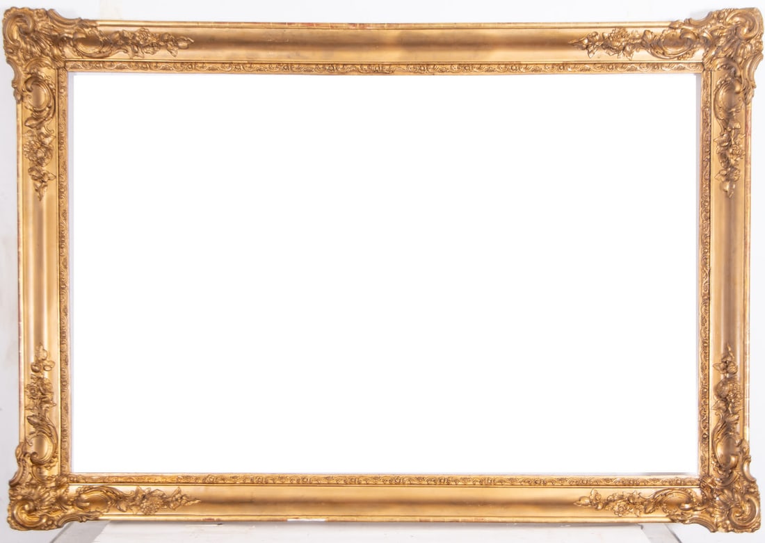 Important French Louis XVI style frame, 19th century: In gilded wood and molding. Exterior dimensions: 185 x 125 cm, light dimensions: 166 x 106 cm.