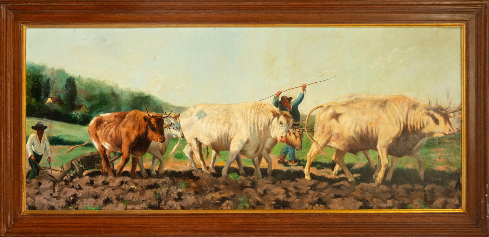 Oxen Plowing, 19th century, oil on canvas: Oil on canvas. Measurements: 169 cm x 70 cm and 188 cm x 89 cm