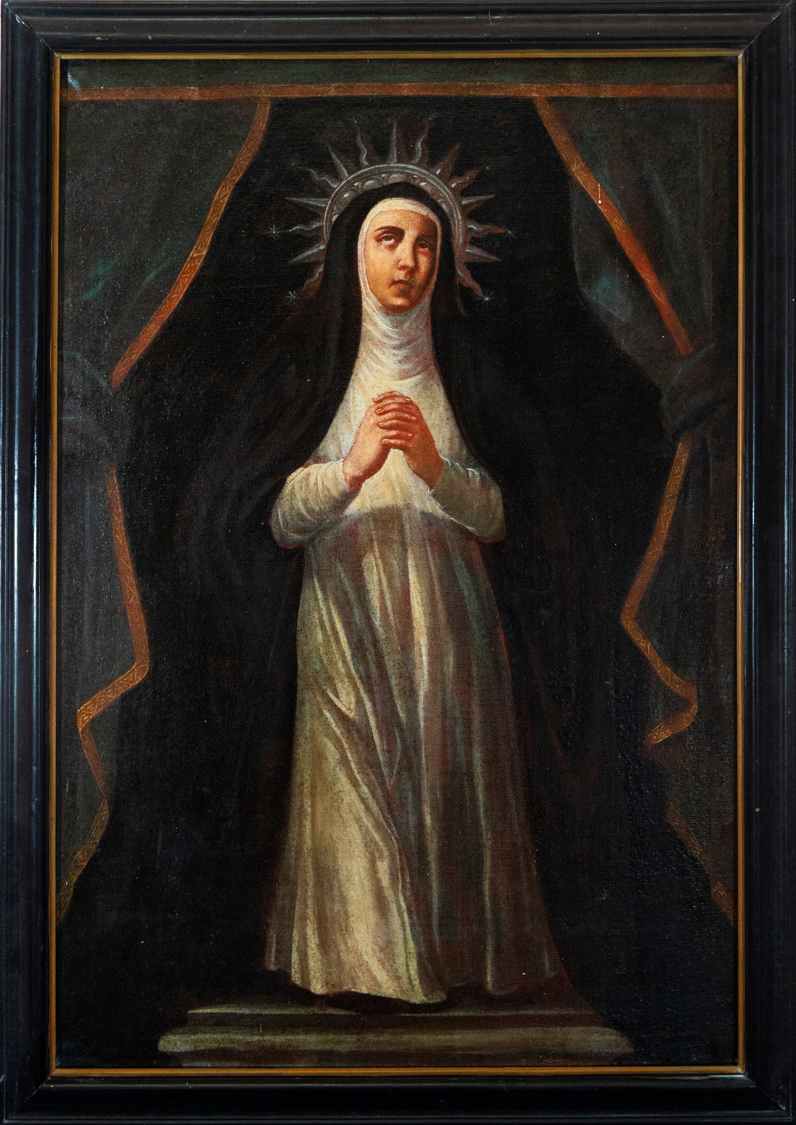 Virgin of Sorrows - Colonial Viceroyalty School of Cuzco, 17th Century: Oil on canvas. Measurements: 99 cm x 66 cm and 110 cm x 76 cm