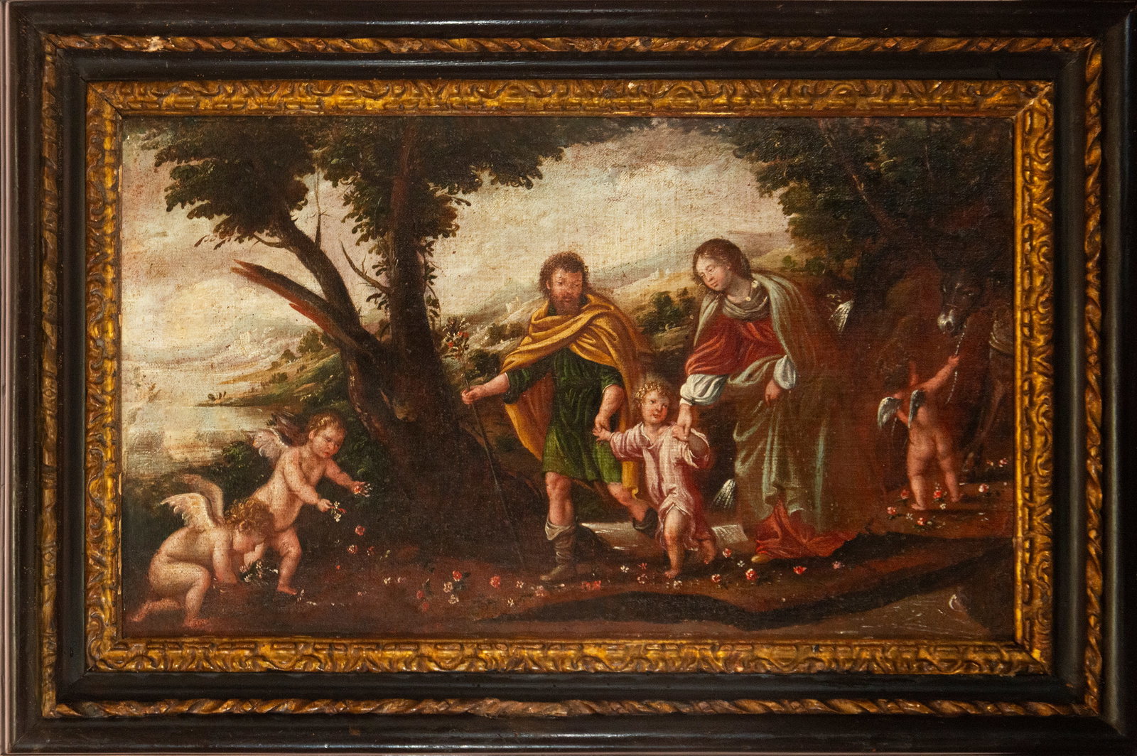 Holy Family - 17th-century Italian Bassano school: Oil on canvas. Measurements: 57 cm x 35 cm and 72 cm x 48 cm