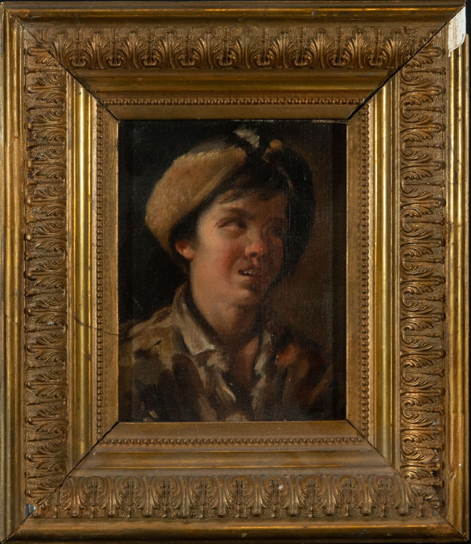 Beggar Boy, following models by Pedro Núñez de Villavicencio, 19th century: Canvas glued to board. Table measures: 17 x 12, framed measures: 25 x 22 cm