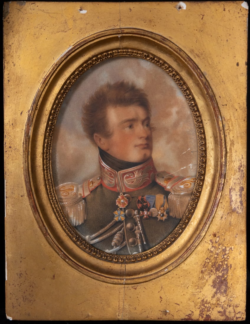 J. Le Gros, signed, Portrait of Marshal Lannes in oval with rectangular frame, dated 1818 (1 of 2)