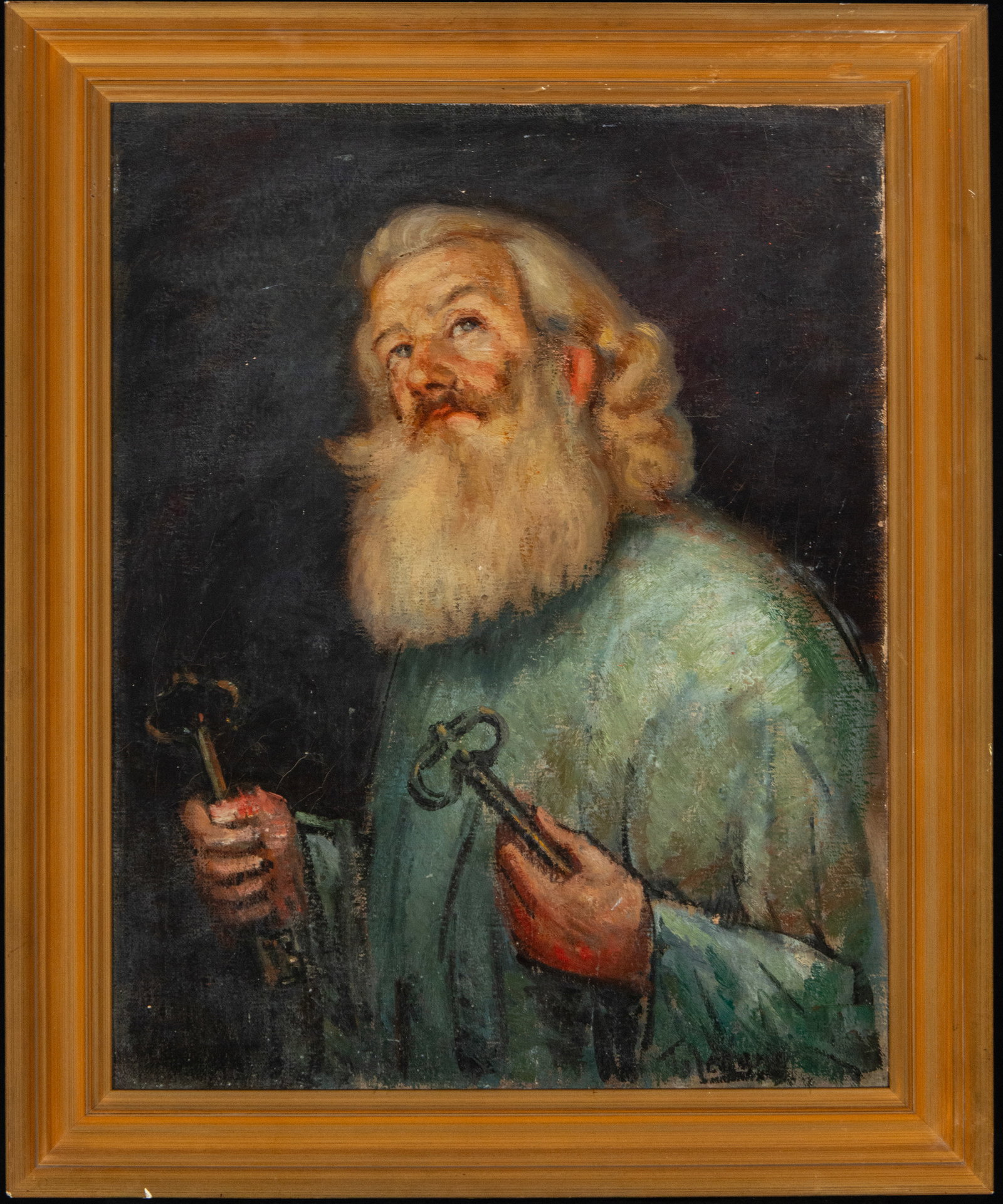 Saint Peter with the keys. Signed, Spanish school, 20th century. (1 of 4)