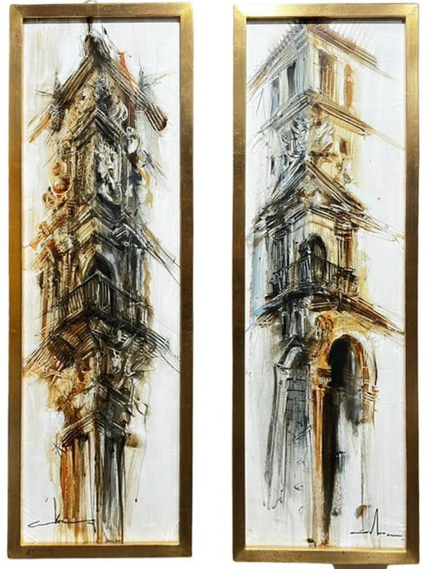 Pair of paintings "Windows of Trujillo" by Abraham Pinto, 21st Century (1 of 10)