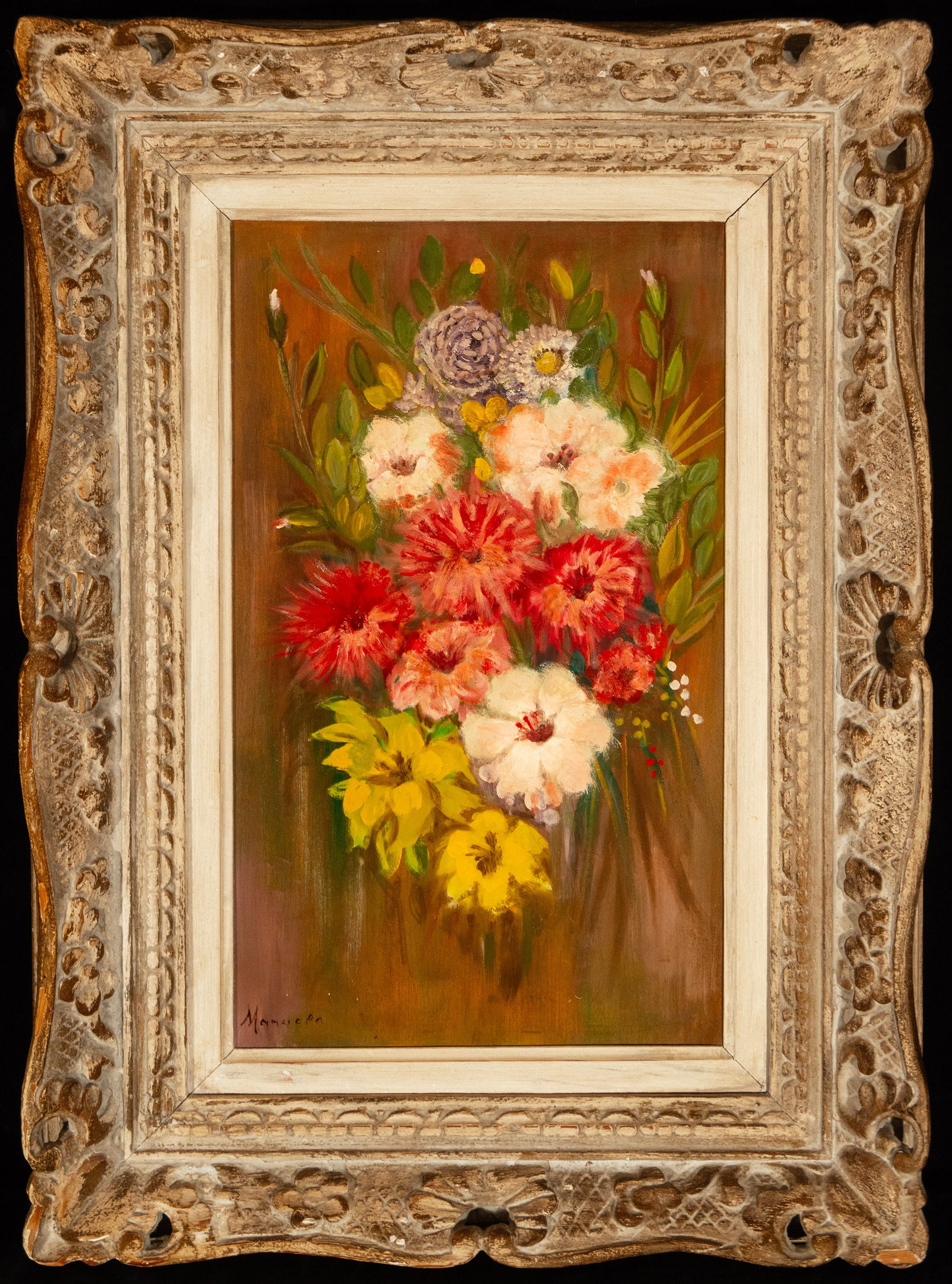 Floral still life, Signed, Spanish school, 20th century. (1 of 4)