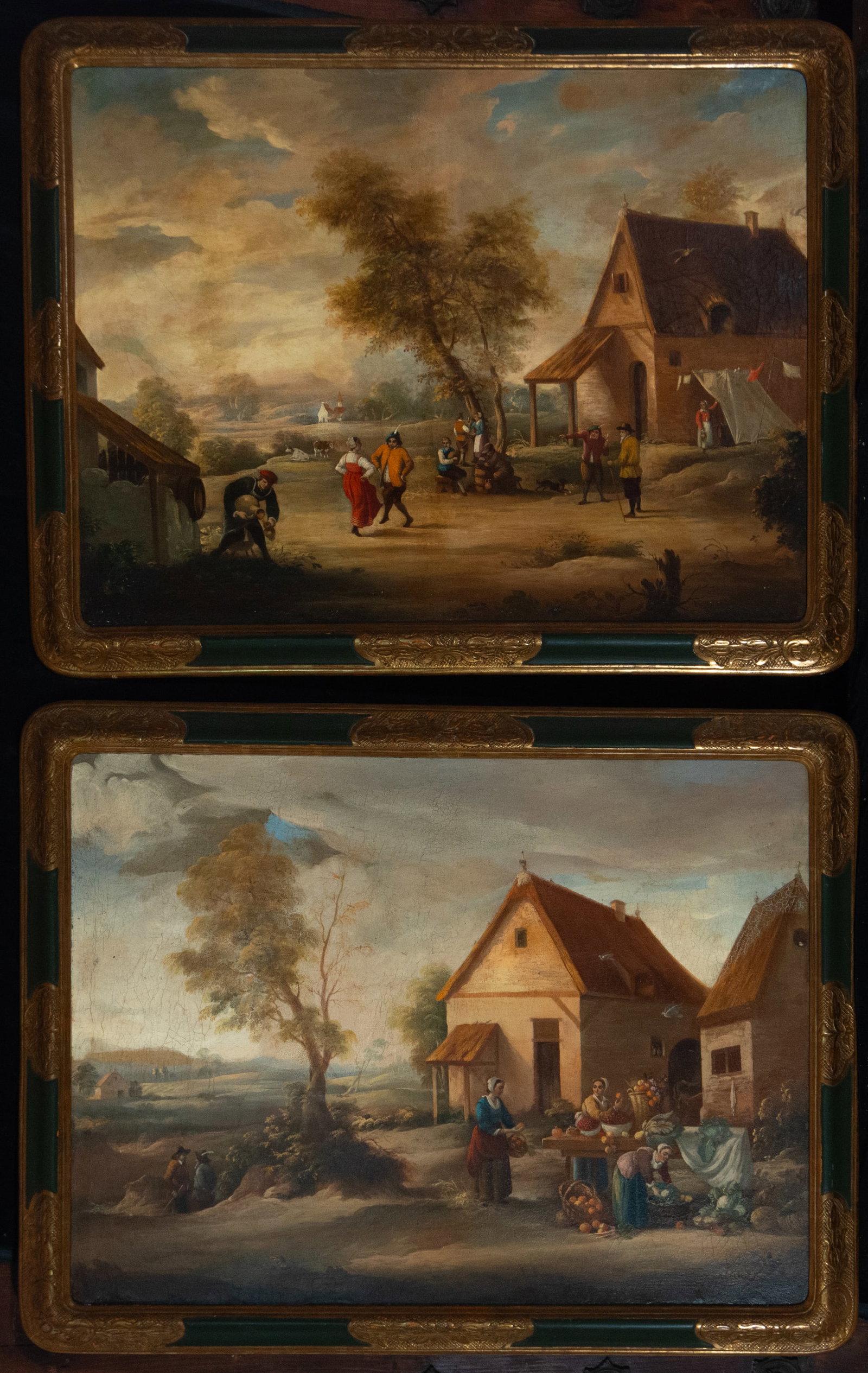 Pair of landscapes with Dutch rural scenes, 18th century (1 of 9)