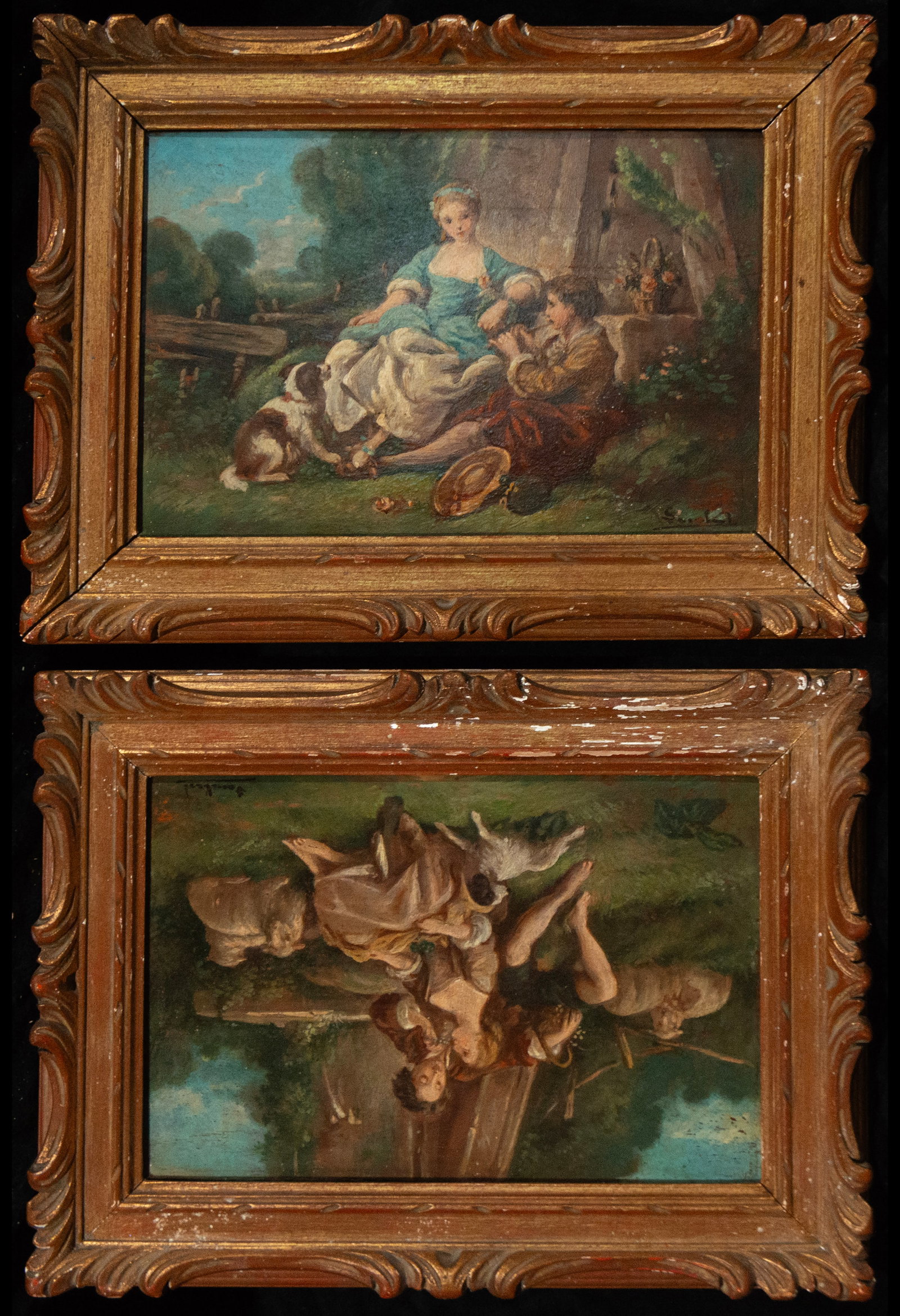 Pair of gallant garden scenes, European School, 19th Century (1 of 7)