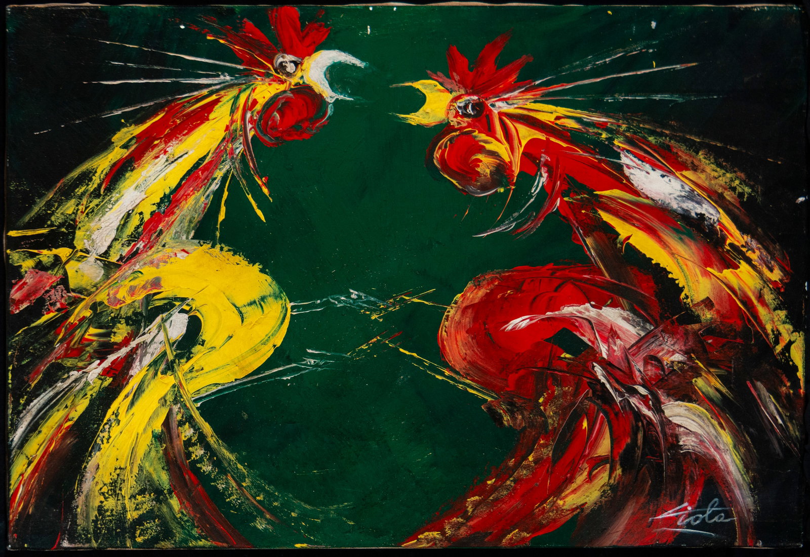 Cockfight. Signed Manuel Viola. Spanish School, 20th Century (1 of 6)