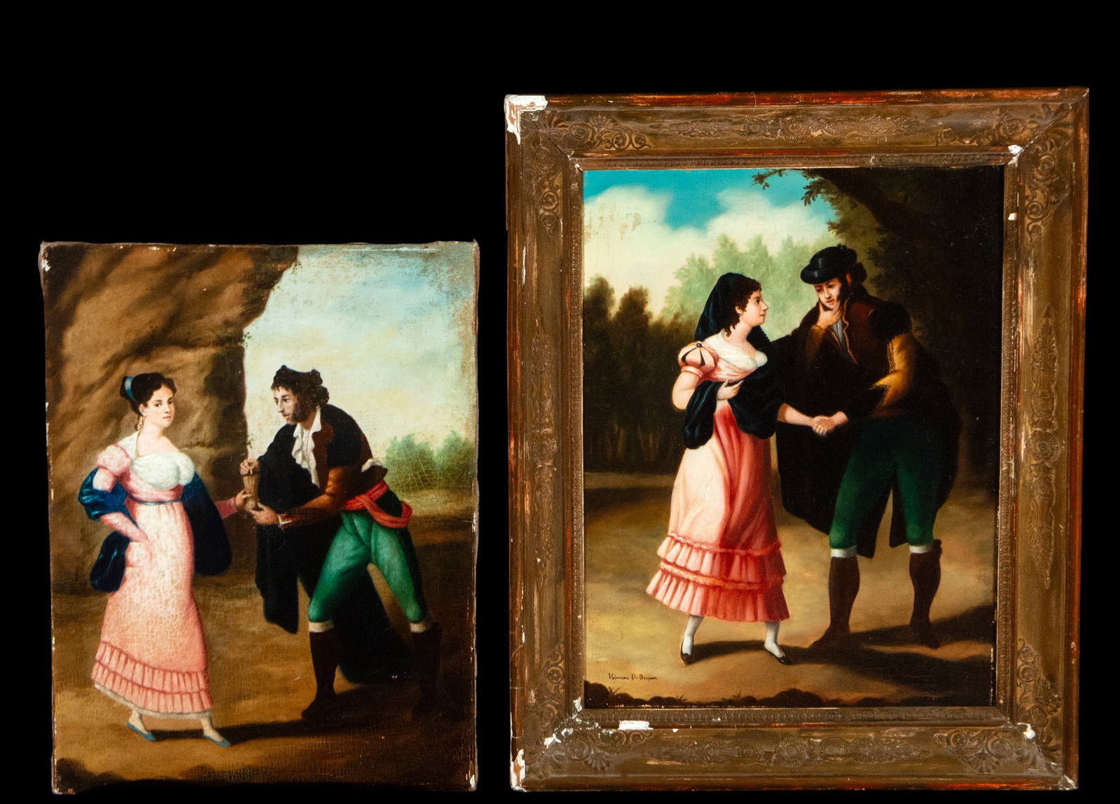 Romantic scene, Signed Valeriano Bécquer, Andalusian School, 19th Century (1 of 10)