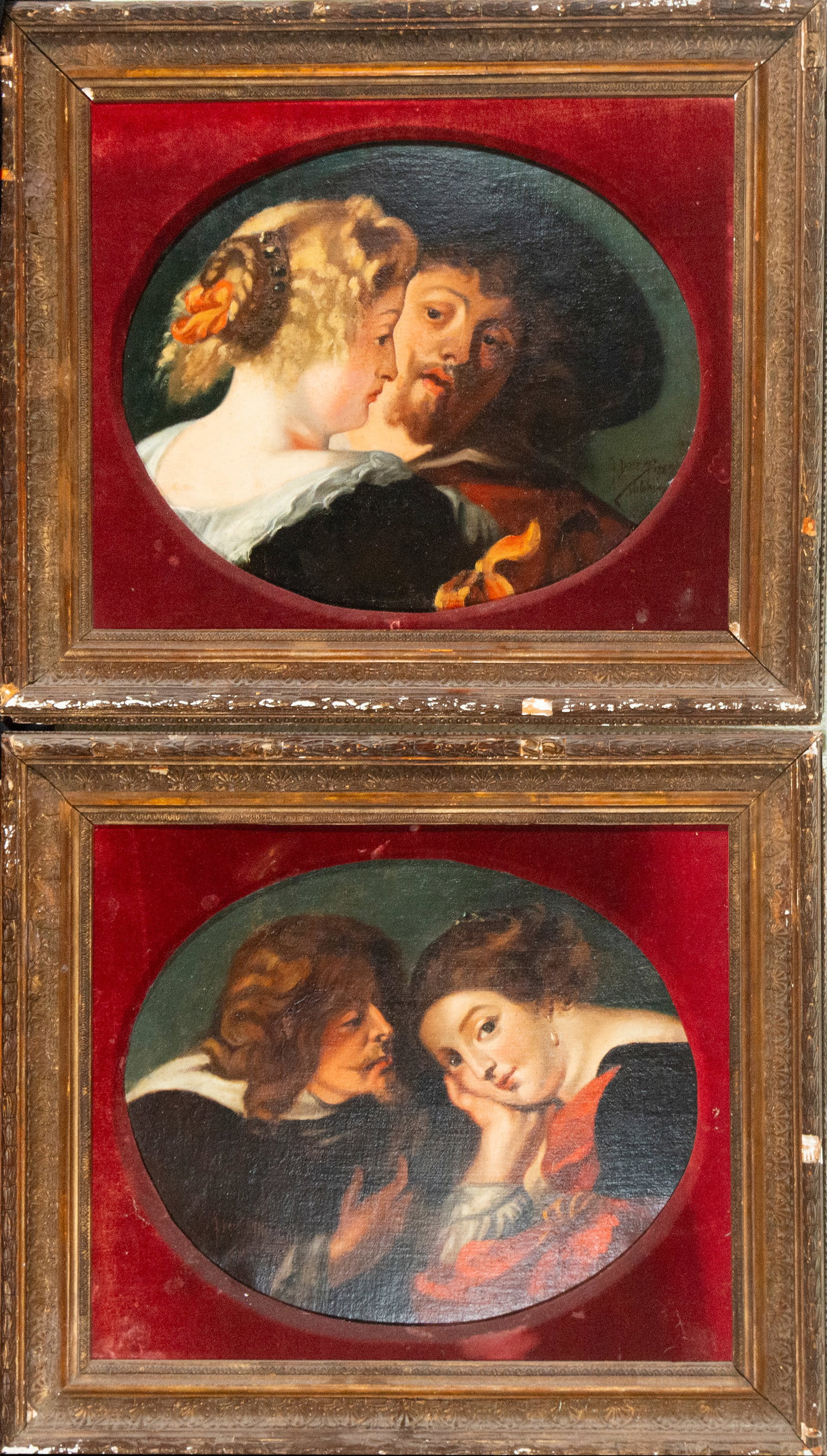 Pair of romantic scenes. Signed Francisco Domingo. Spanish School. 19th century. (1 of 6)