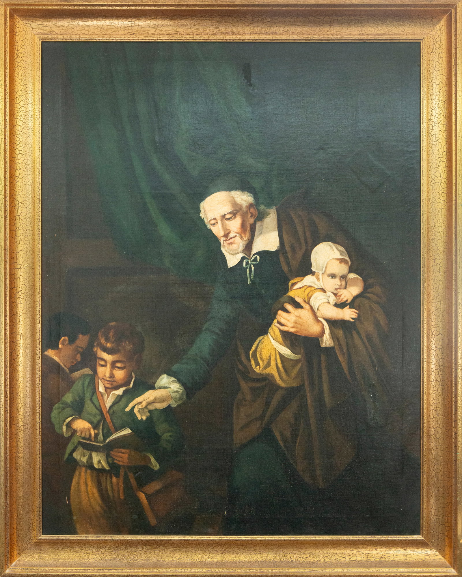 Church scene with children. Spanish School. 19th century. (1 of 4)