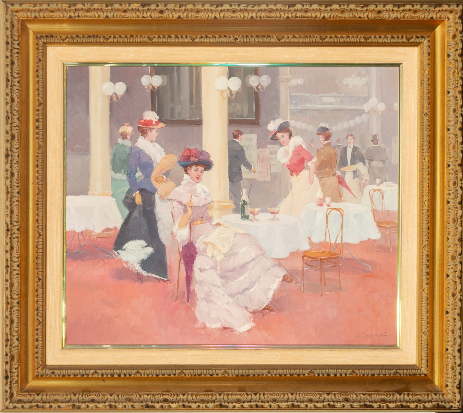 Interior of a tavern. Signed. Spanish School. 19th-20th century. (1 of 3)