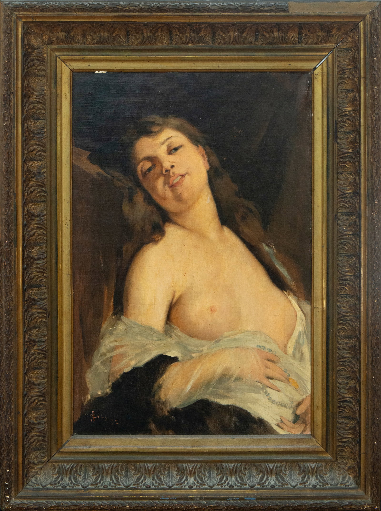 Female nude. Signed Bell. French Post-Impressionist School. 19th-20th century. (1 of 4)