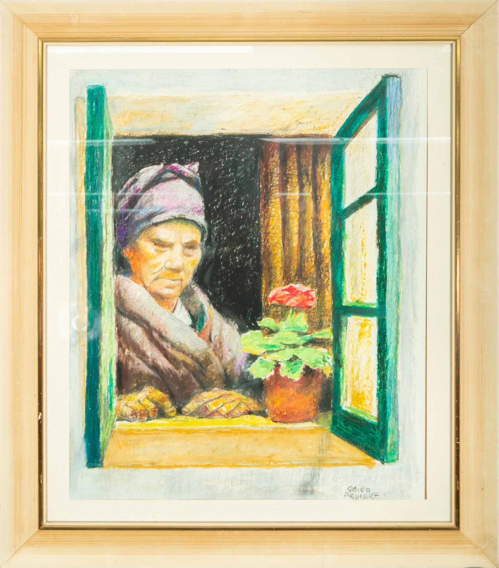 The Woman at the Window. Goiko Aguirre. Signed. Basque School. 20th Century. (1 of 3)