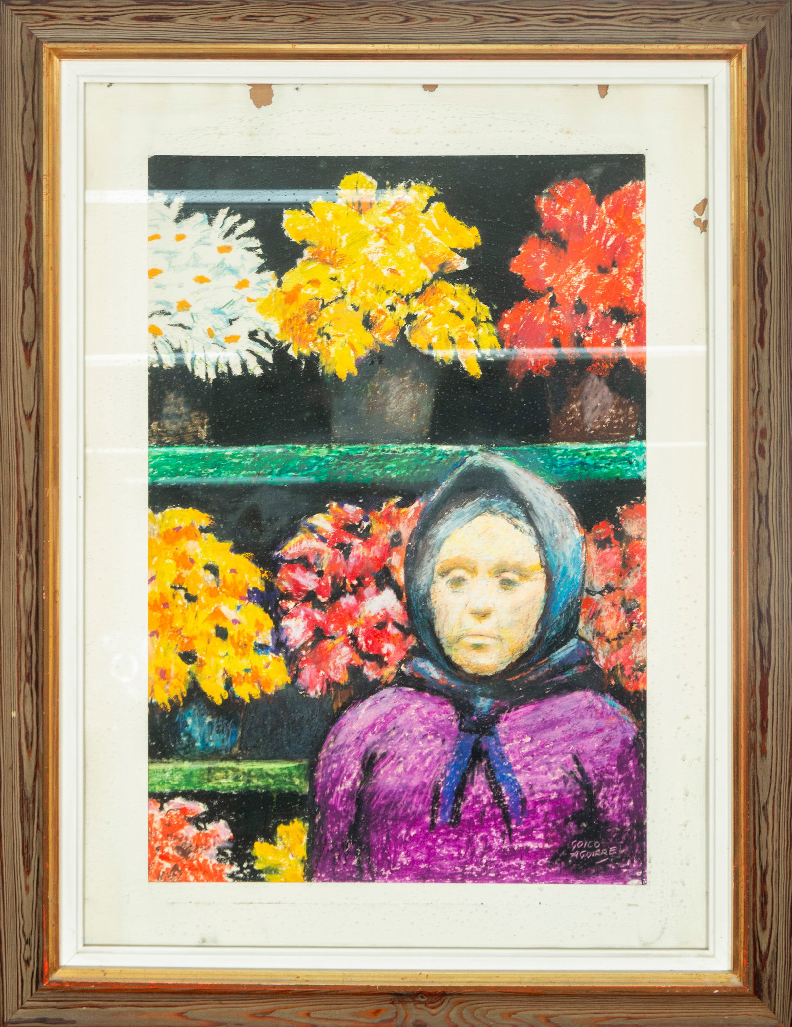 Lady with Flowers. Goiko Aguirre. Signed. Basque School. 20th Century. (1 of 3)