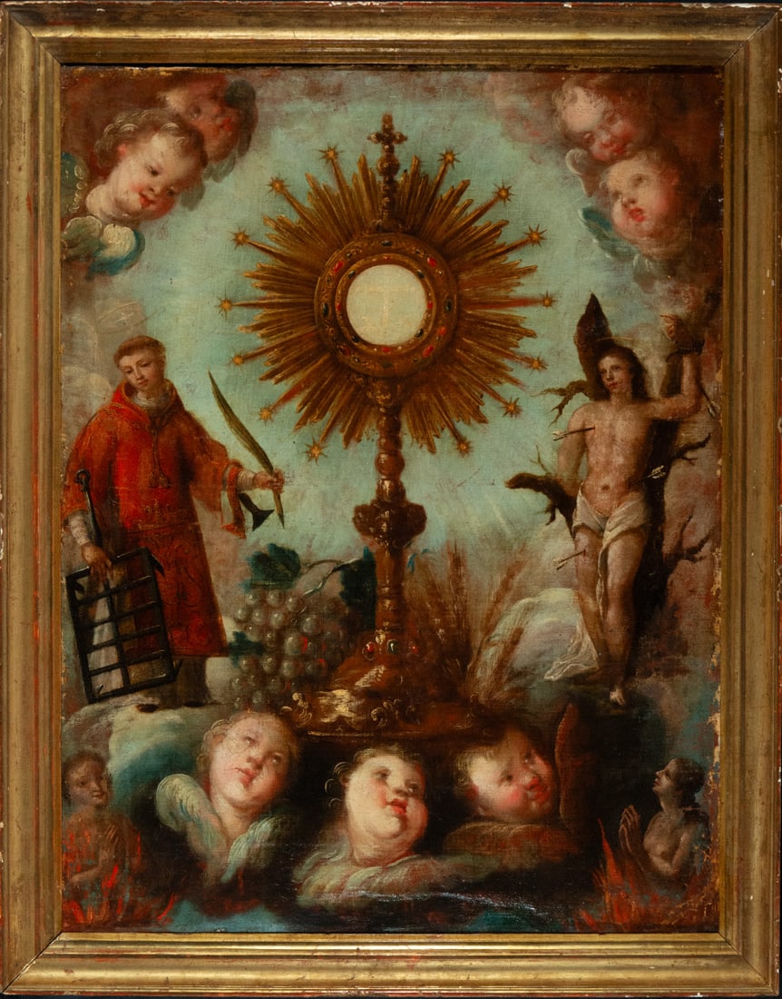 Mexican school of the 18th century, Allegory of the Holy Communion, surroundings of Francisco (1 of 7)