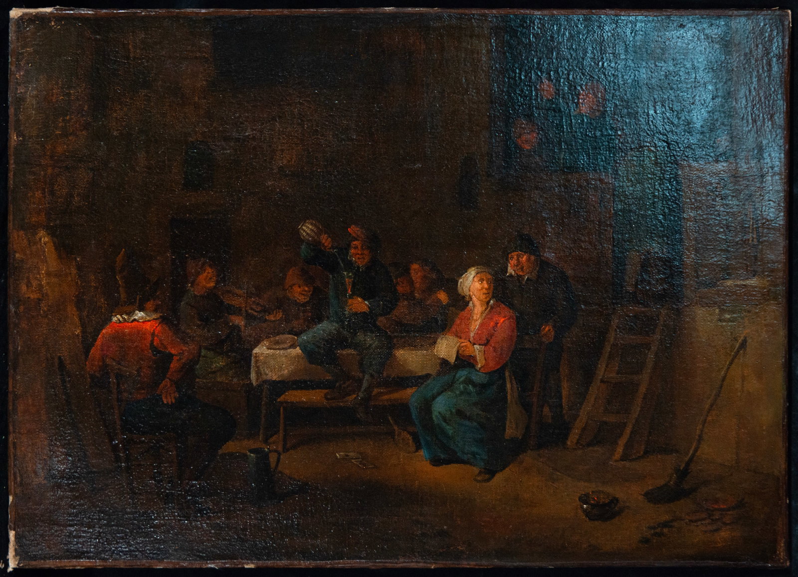 Tavern scene with peasants drinking, Flemish School, 17th-18th century (1 of 4)
