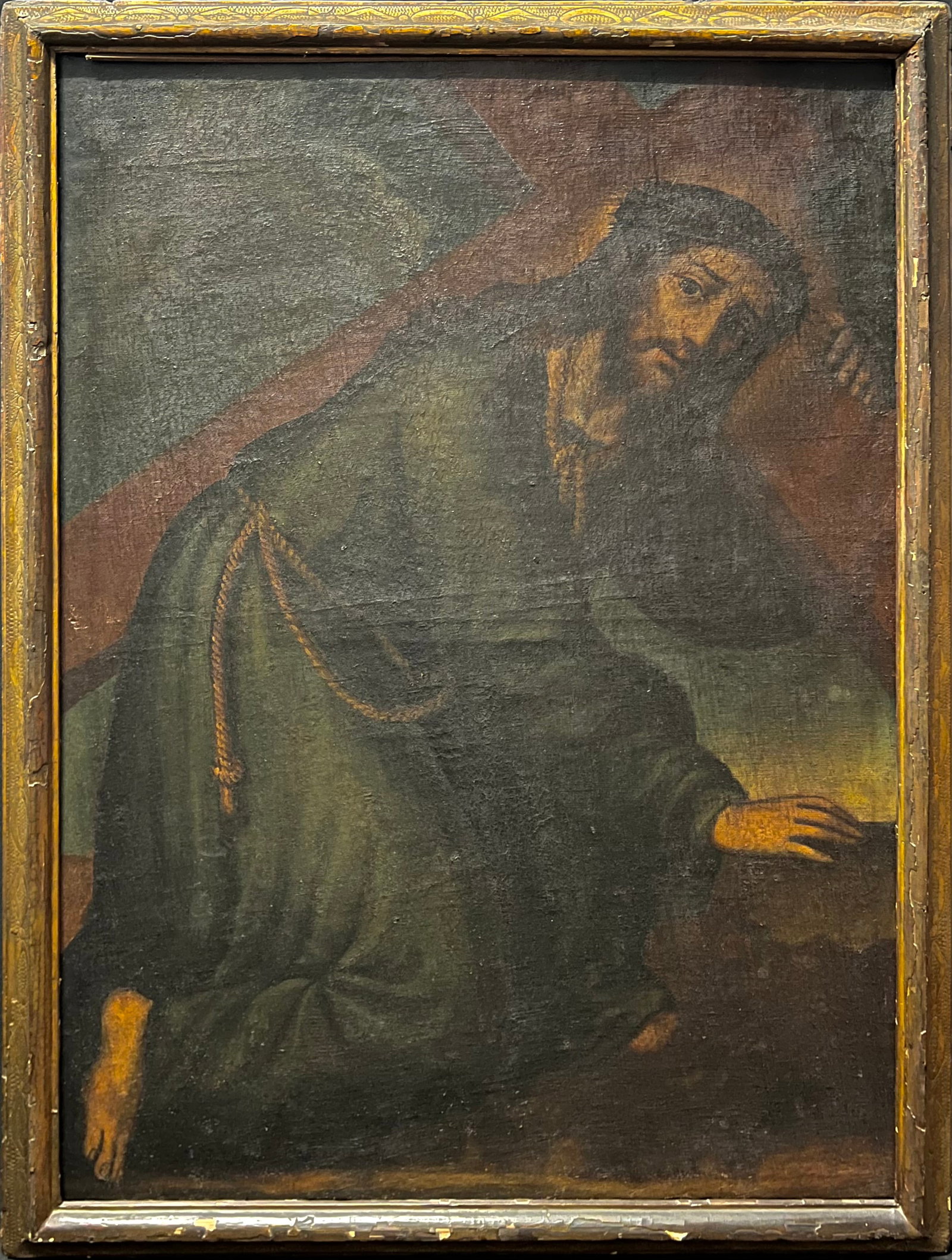 Important Colonial Christ from Mexico or Cusco with a frame from the same period - 17th Century (1 of 3)