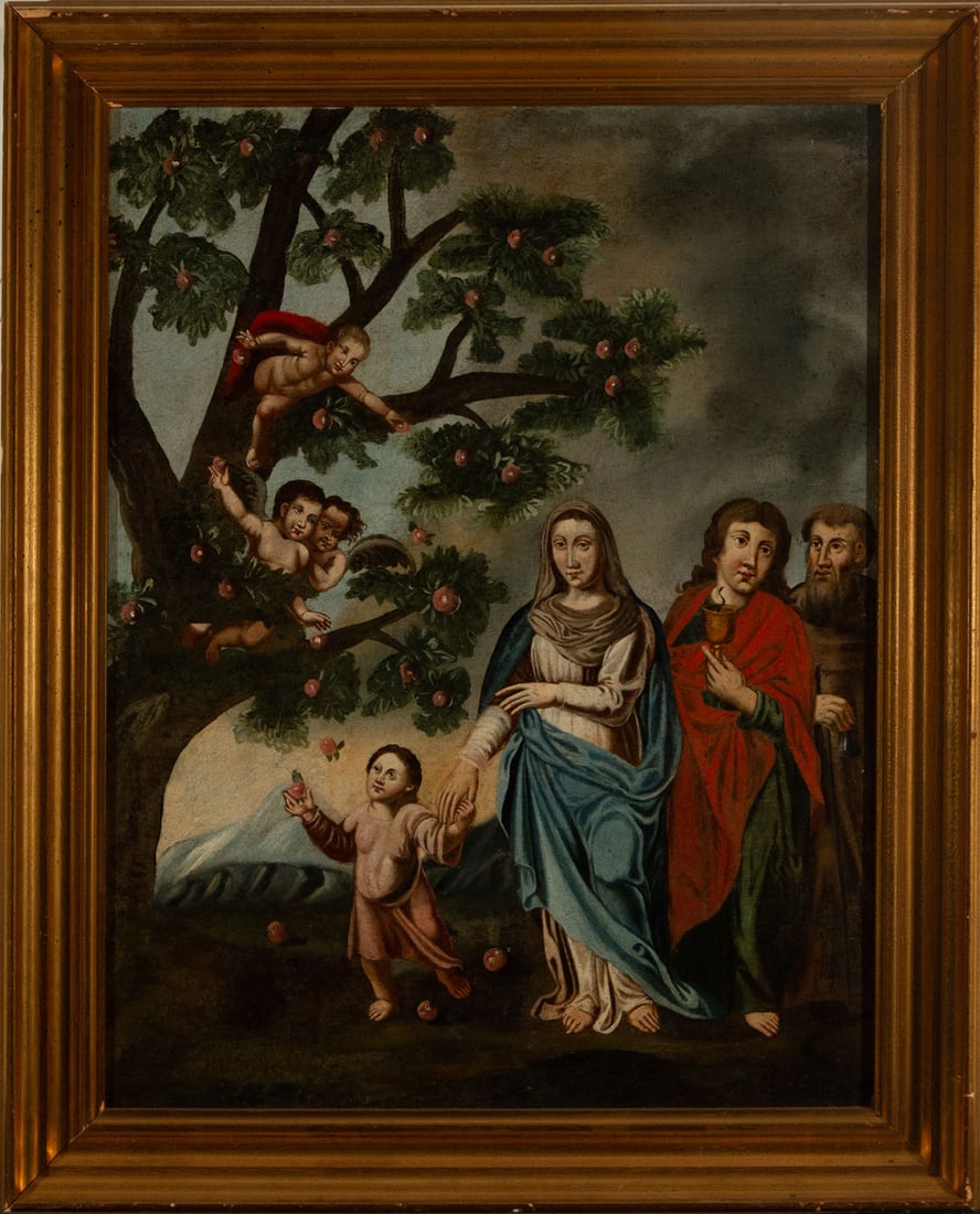 Virgin Mary with Child in the Garden of Eden next to San Juan, Guatemalan colonial school from the (1 of 2)